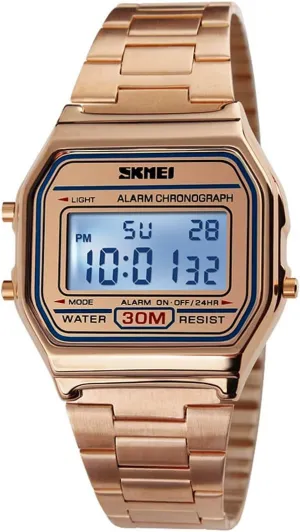 Unisex Women's Men's Digital Multifunction Sports Watch repetitive Stainless Steel Band Square Waterproof Electronic Led Watch Gosasa Classic 