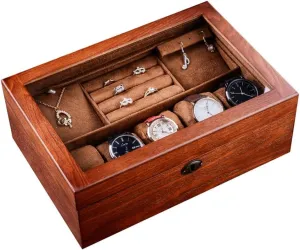 Velvet Interior Necklace Ring Earring Watch Bracelet Organizer Jewellery Storage Display Case (Color : A, Impressionism newsworthy item gregarious Size (A As the picture shows) Wood Jewelry Gift Box 