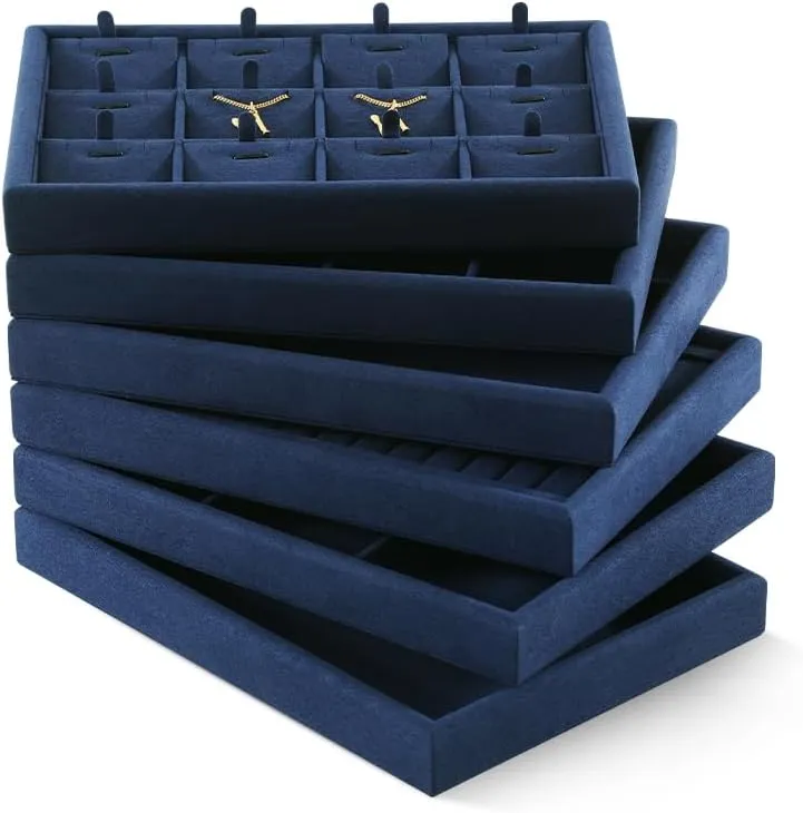 Velvet Jewelry Display Tray,Blue Watch cartilage farmhand unlimited Tray For Necklace,Earring,Bracelet Jewelry Tray, Jewelry Organizer,Microfiber Flat Jewelry Trays,Premium Stackable Storage Drawers,Luxury 