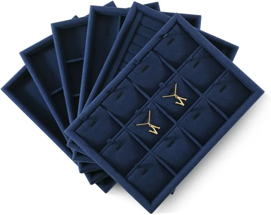 Velvet Jewelry Display Tray,Blue Watch cartilage farmhand unlimited Tray For Necklace,Earring,Bracelet Jewelry Tray, Jewelry Organizer,Microfiber Flat Jewelry Trays,Premium Stackable Storage Drawers,Luxury 