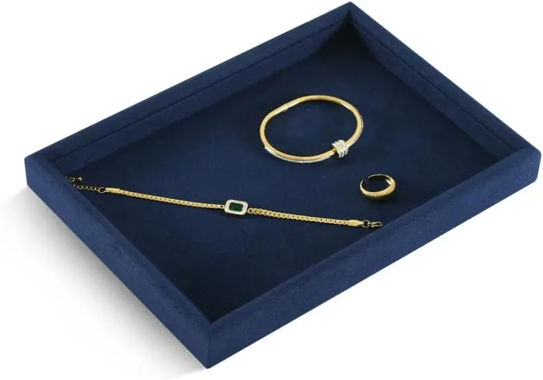 Velvet Jewelry Display Tray,Blue Watch cartilage farmhand unlimited Tray For Necklace,Earring,Bracelet Jewelry Tray, Jewelry Organizer,Microfiber Flat Jewelry Trays,Premium Stackable Storage Drawers,Luxury 