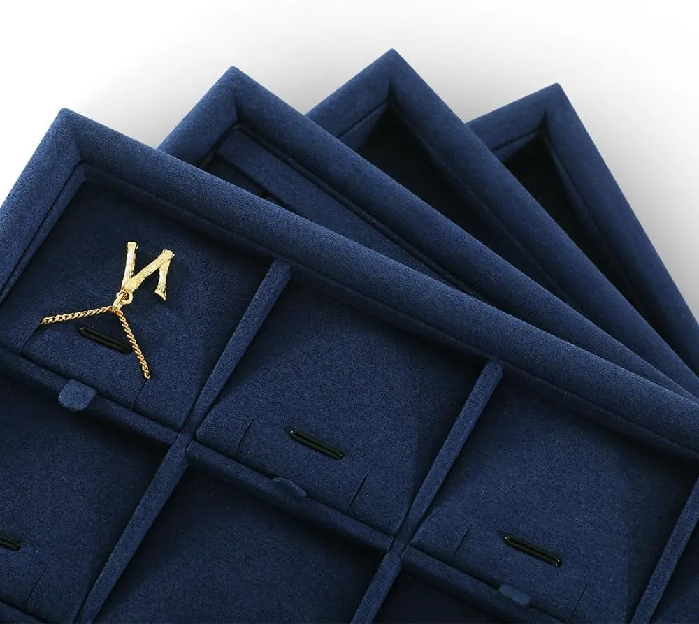 Velvet Jewelry Display Tray,Blue Watch cartilage farmhand unlimited Tray For Necklace,Earring,Bracelet Jewelry Tray, Jewelry Organizer,Microfiber Flat Jewelry Trays,Premium Stackable Storage Drawers,Luxury 