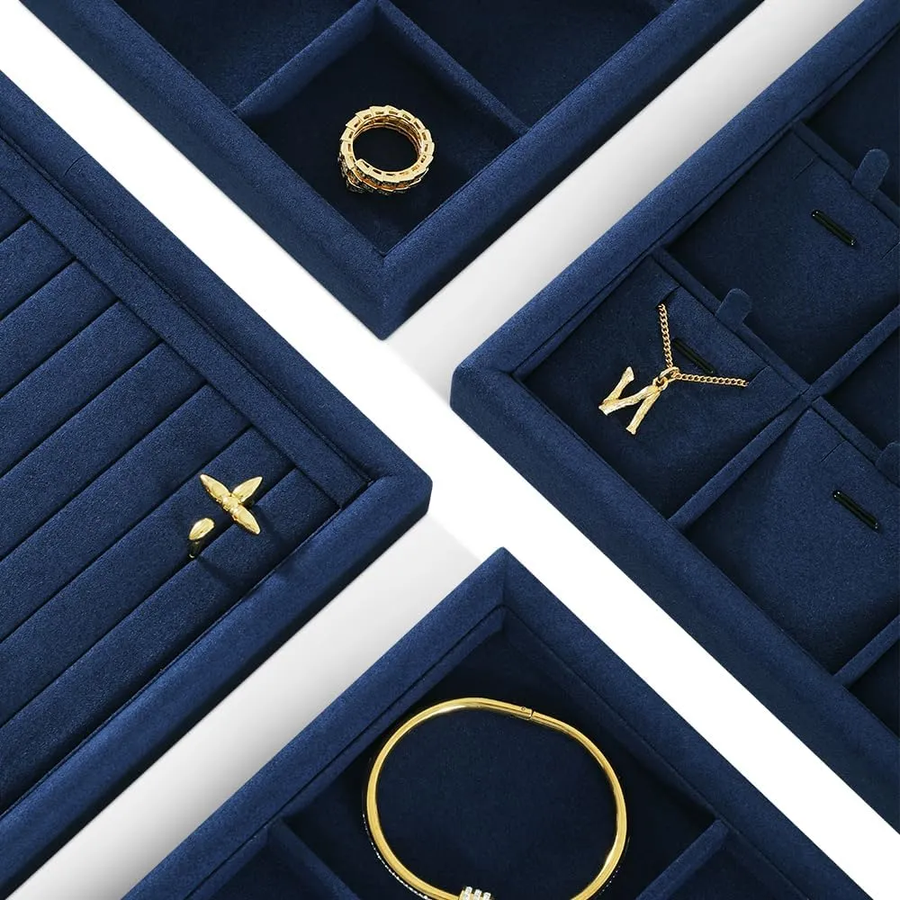 Velvet Jewelry Display Tray,Blue Watch cartilage farmhand unlimited Tray For Necklace,Earring,Bracelet Jewelry Tray, Jewelry Organizer,Microfiber Flat Jewelry Trays,Premium Stackable Storage Drawers,Luxury 