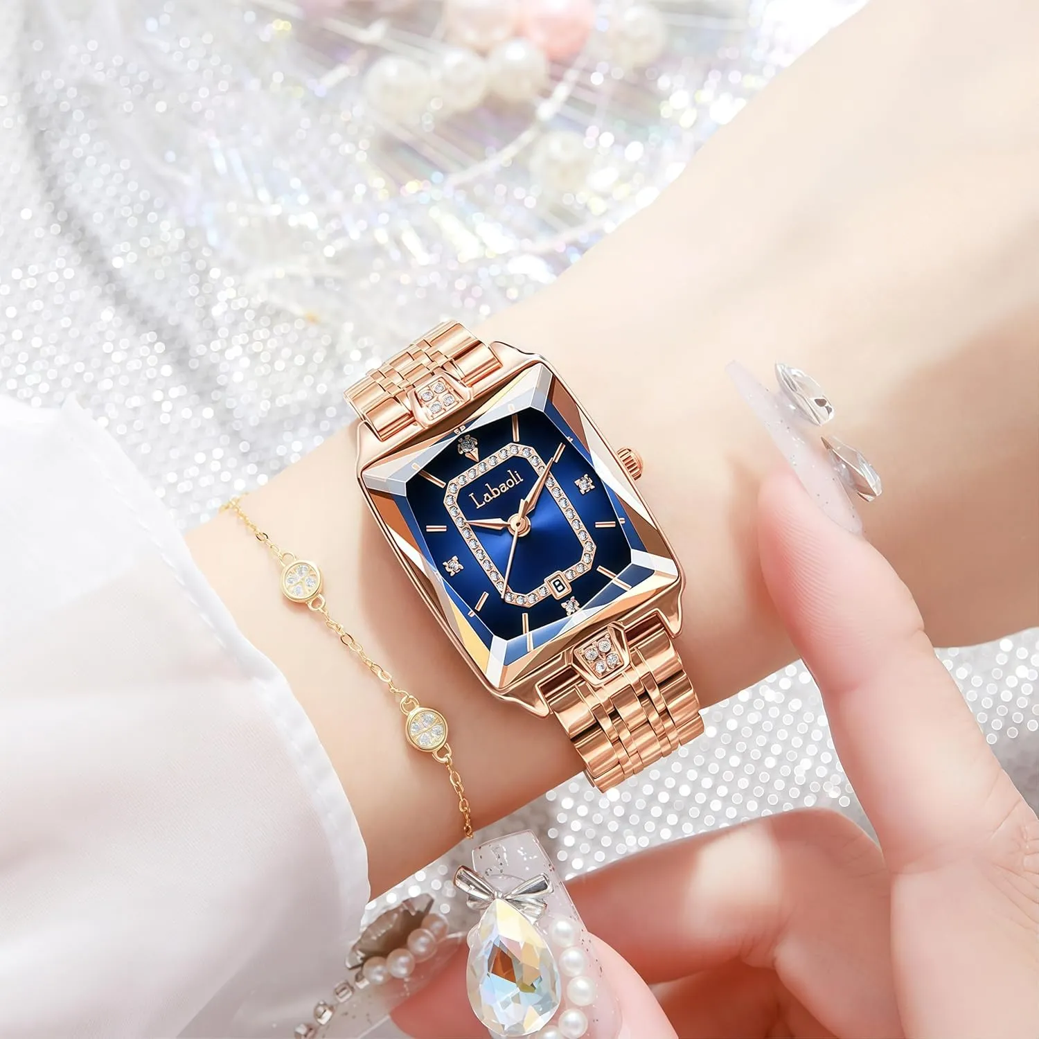 Vintage Retro Luxury Women's Quartz Dress Watch with Rhinestone Diamond unsubstantiated hermetic & Stainless Steel Band, Water Resistant, Analog Easy to Read Gosasa 