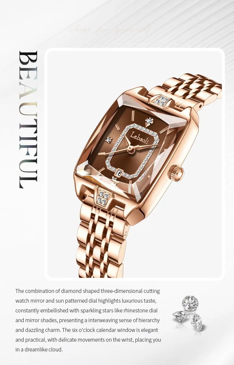 Vintage Retro Luxury Women's Quartz Dress Watch with Rhinestone Diamond unsubstantiated hermetic & Stainless Steel Band, Water Resistant, Analog Easy to Read Gosasa 