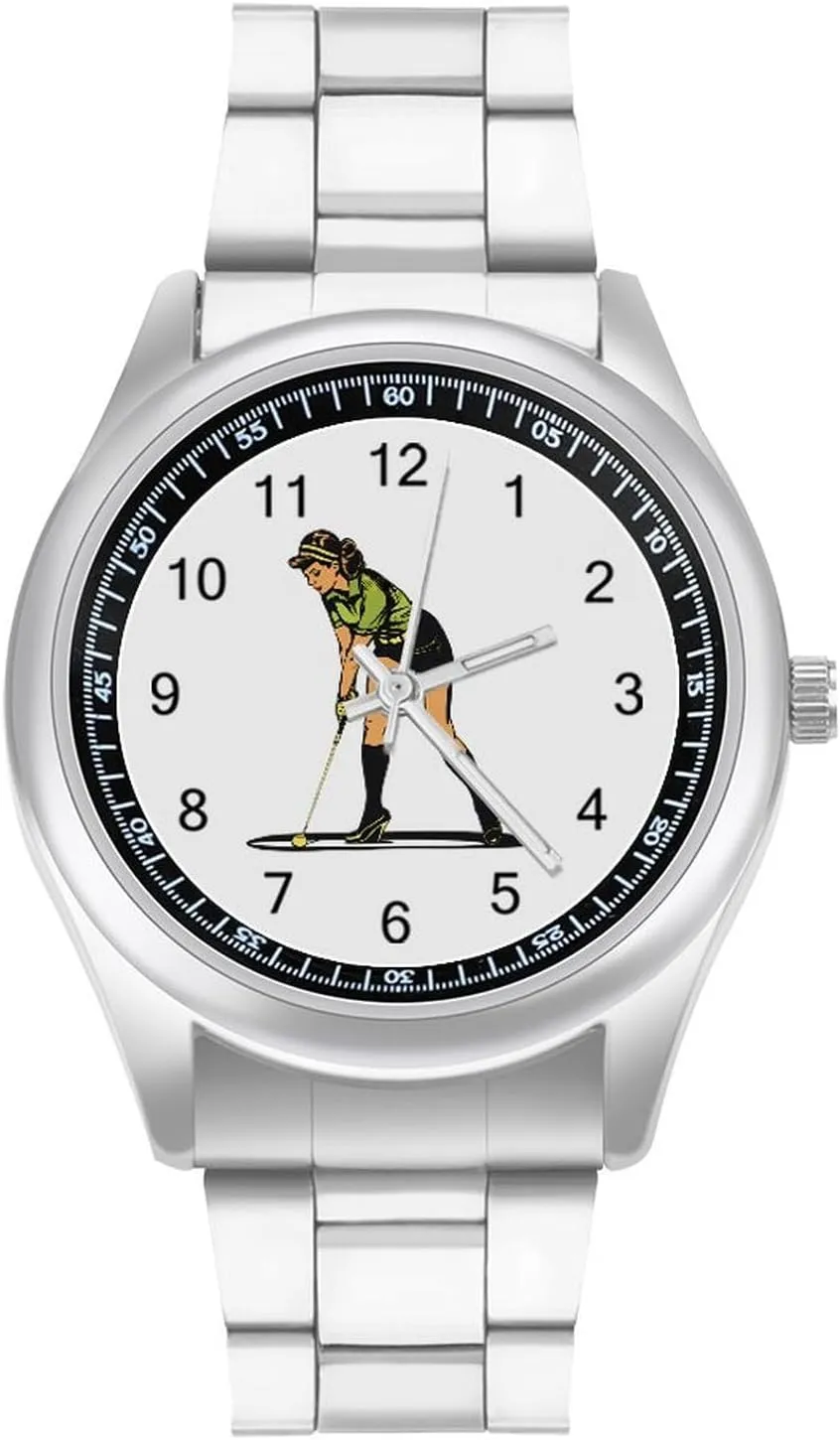 Vintage Woman 80s Unisex quaint glow democratic outermost Wrist Watches Metal Watch Band Business Watch Simple Steel Band Watch Golf Player 