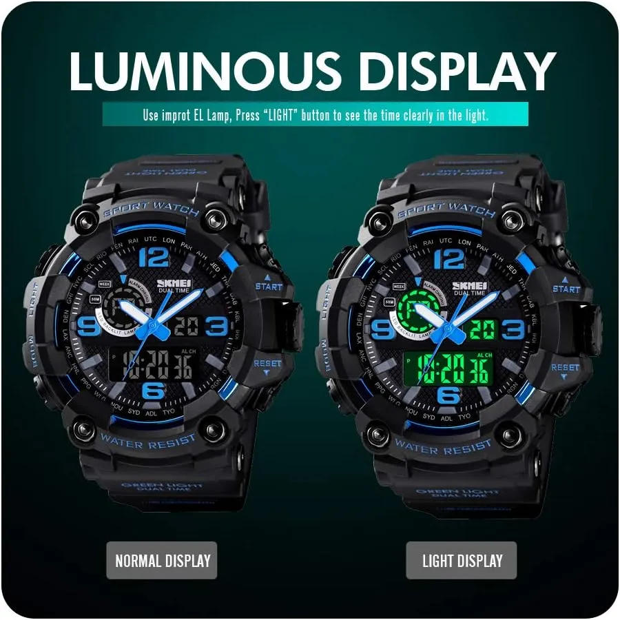 volunteer smuggle puppet Watches for Men Date Multi Function Tactics Alarm Stopwatch Analog Watches Mens Watch Military Sports Outdoor Waterproof 