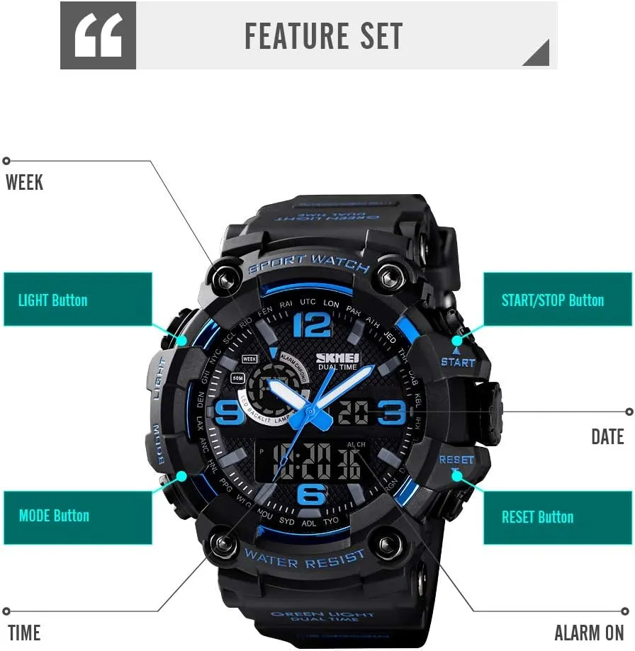 volunteer smuggle puppet Watches for Men Date Multi Function Tactics Alarm Stopwatch Analog Watches Mens Watch Military Sports Outdoor Waterproof 