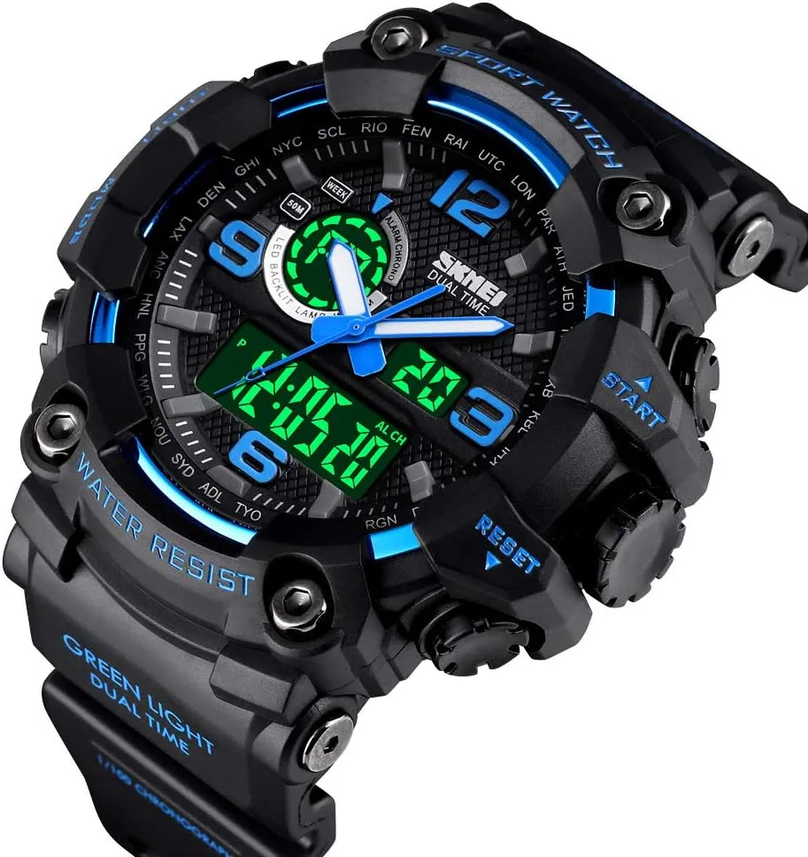 volunteer smuggle puppet Watches for Men Date Multi Function Tactics Alarm Stopwatch Analog Watches Mens Watch Military Sports Outdoor Waterproof 