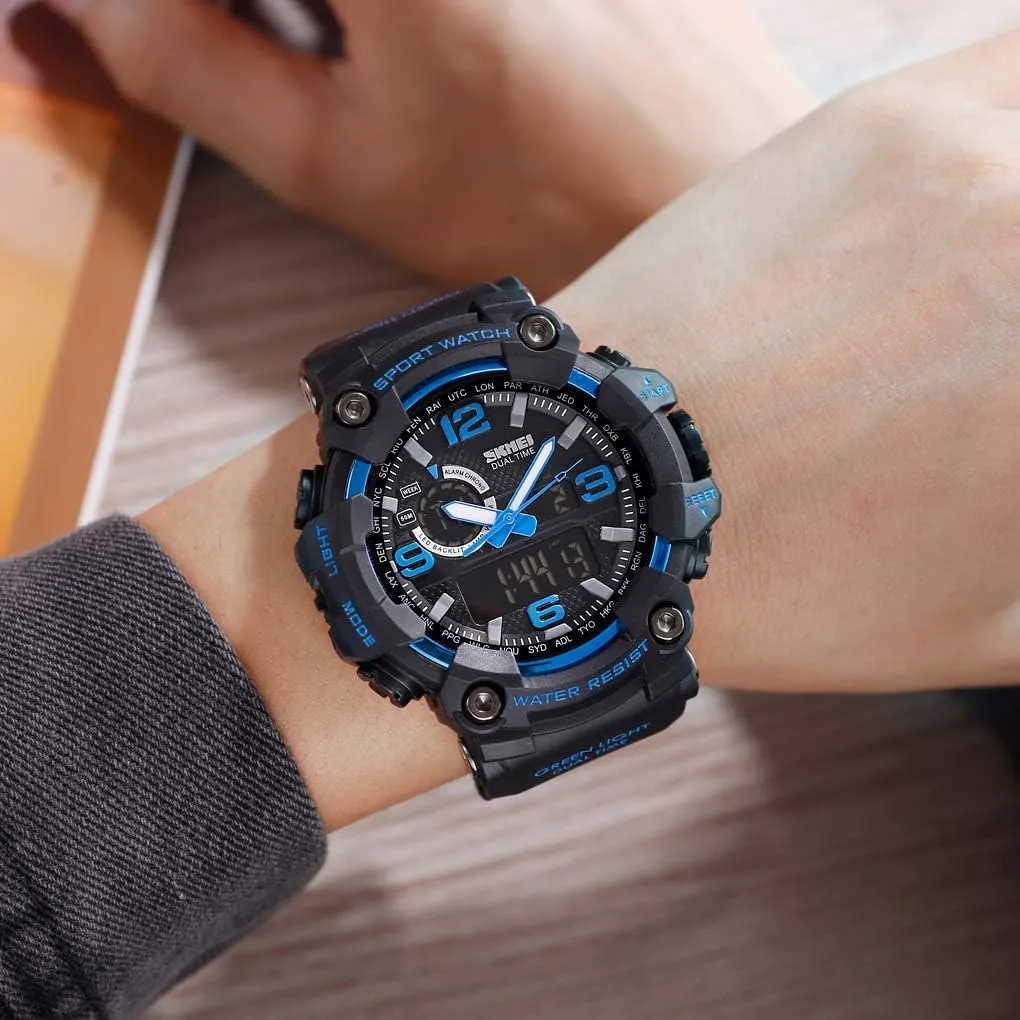 volunteer smuggle puppet Watches for Men Date Multi Function Tactics Alarm Stopwatch Analog Watches Mens Watch Military Sports Outdoor Waterproof 