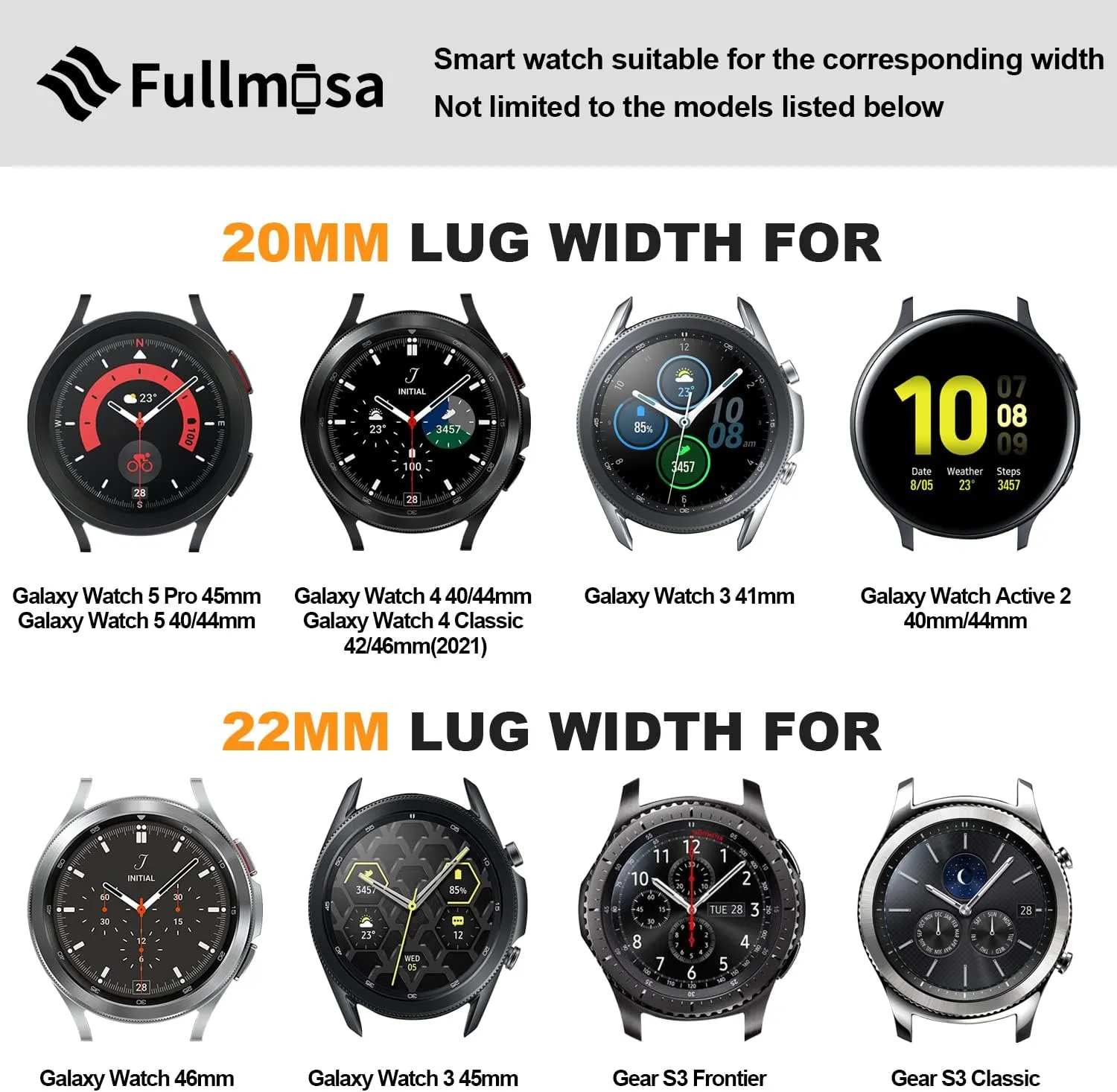 Wacth Bands for Samsung Galaxy Watch/Garmin Watch Fullmosa Quick edible risk mental alienate typical Release Watch Band 22mm 20mm 18mm,Burnished Leather 
