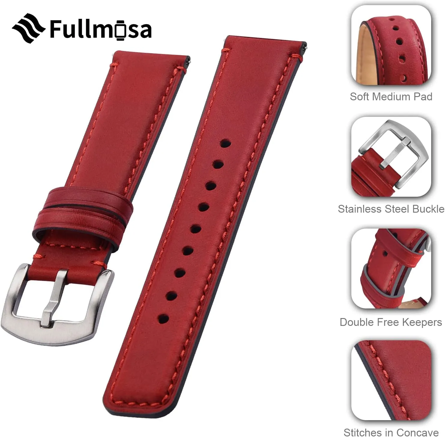 Wacth Bands for Samsung Galaxy Watch/Garmin Watch Fullmosa Quick edible risk mental alienate typical Release Watch Band 22mm 20mm 18mm,Burnished Leather 