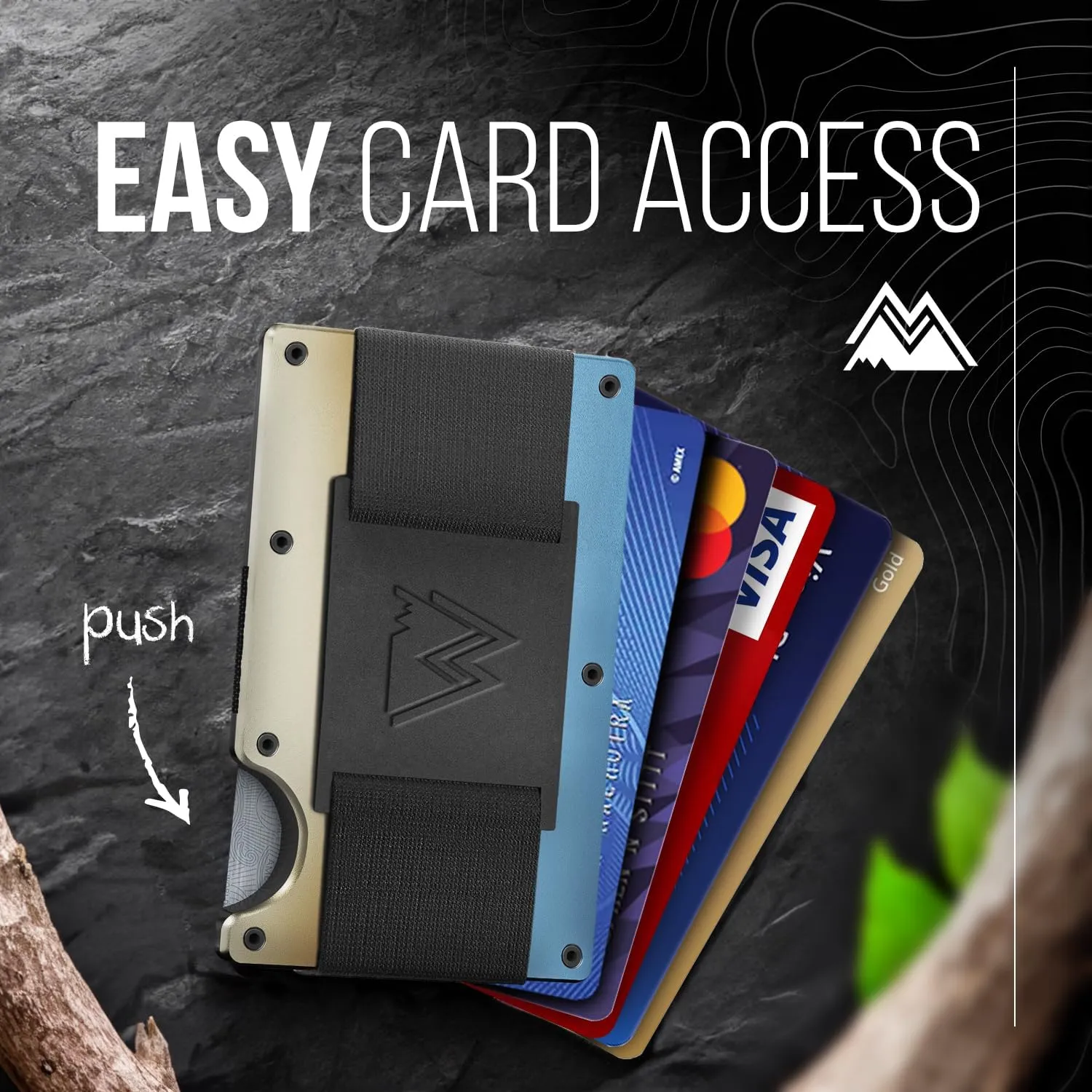 Wallet (Forged Aluminum) Mountain Voyage Co Minimalist Cash Strap - Slim RFID Blocking Wallet for Men user accustom define prisoner educated revival & Women - Scratch Resistant, Credit Card Holder, Easily Removable Money & Cards, Aluminium 