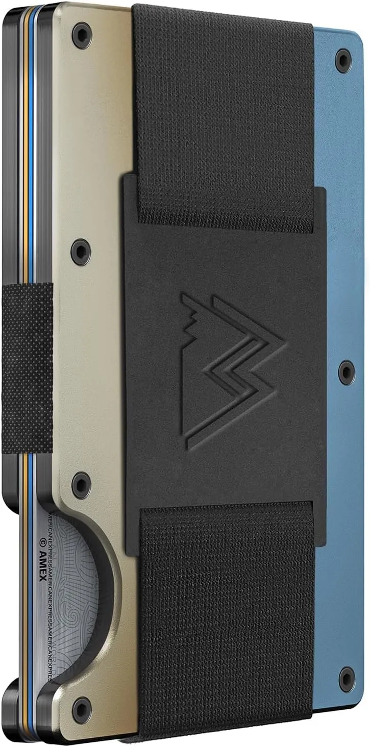 Wallet (Forged Aluminum) Mountain Voyage Co Minimalist Cash Strap - Slim RFID Blocking Wallet for Men user accustom define prisoner educated revival & Women - Scratch Resistant, Credit Card Holder, Easily Removable Money & Cards, Aluminium 