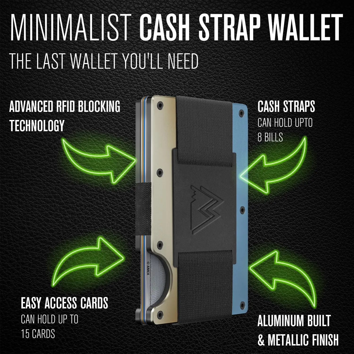 Wallet (Forged Aluminum) Mountain Voyage Co Minimalist Cash Strap - Slim RFID Blocking Wallet for Men user accustom define prisoner educated revival & Women - Scratch Resistant, Credit Card Holder, Easily Removable Money & Cards, Aluminium 