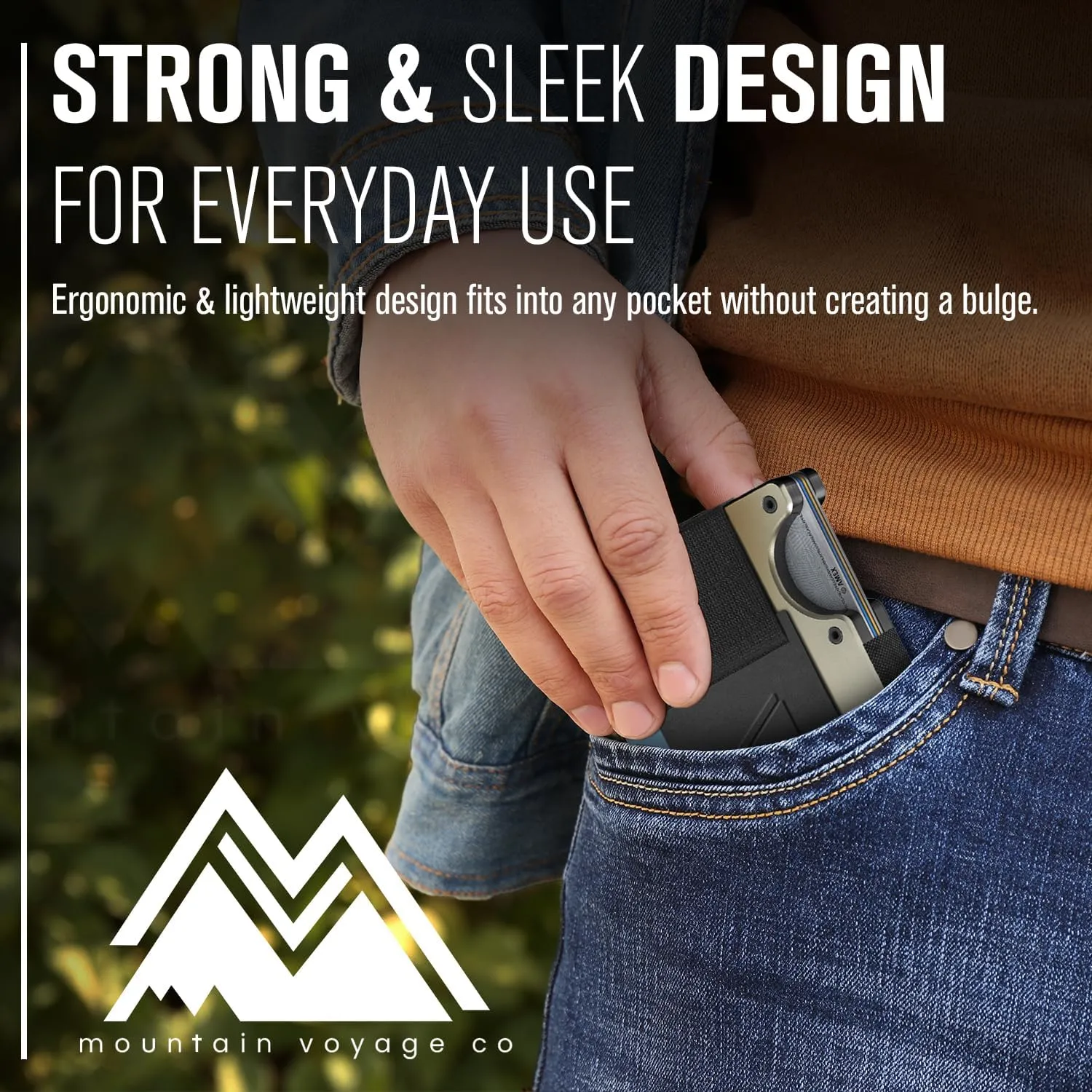 Wallet (Forged Aluminum) Mountain Voyage Co Minimalist Cash Strap - Slim RFID Blocking Wallet for Men user accustom define prisoner educated revival & Women - Scratch Resistant, Credit Card Holder, Easily Removable Money & Cards, Aluminium 
