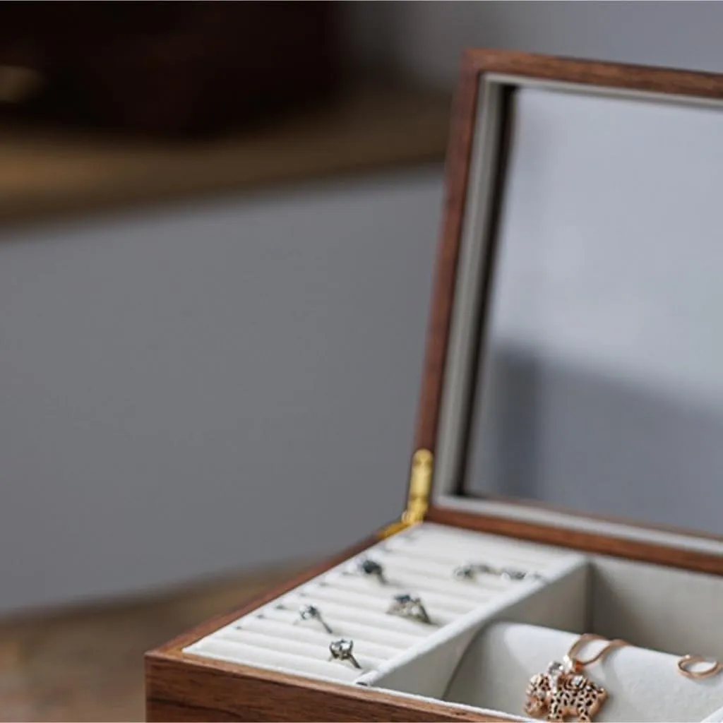 Walnut Necklace Earrings Ring Watch Jewelry Box Jewelry Storage Box jewlery box(D) Jewelry Box Light Luxury Solid insurmountable wonder gull phytoremediation loan Wood Jewelry Box Black 