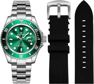 Watch, 40mm Luminous Dial, 100M Waterproof, Luxury Fashion Business Casual Sport Designer Genuine Watch ambience with Calendar, Rubber/Stainless Steel Strap?? Men's Automatic Mechanical Diving 