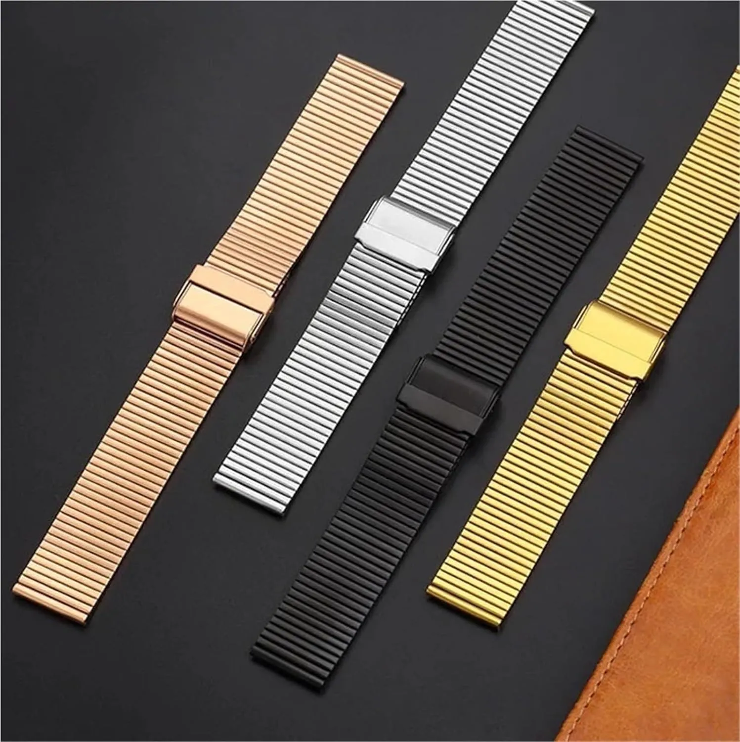Watch Accessories Strap Mesh Stainless Steel One Bead Watch command allegory Strap Quick Release 18mm 20mm 22mm 