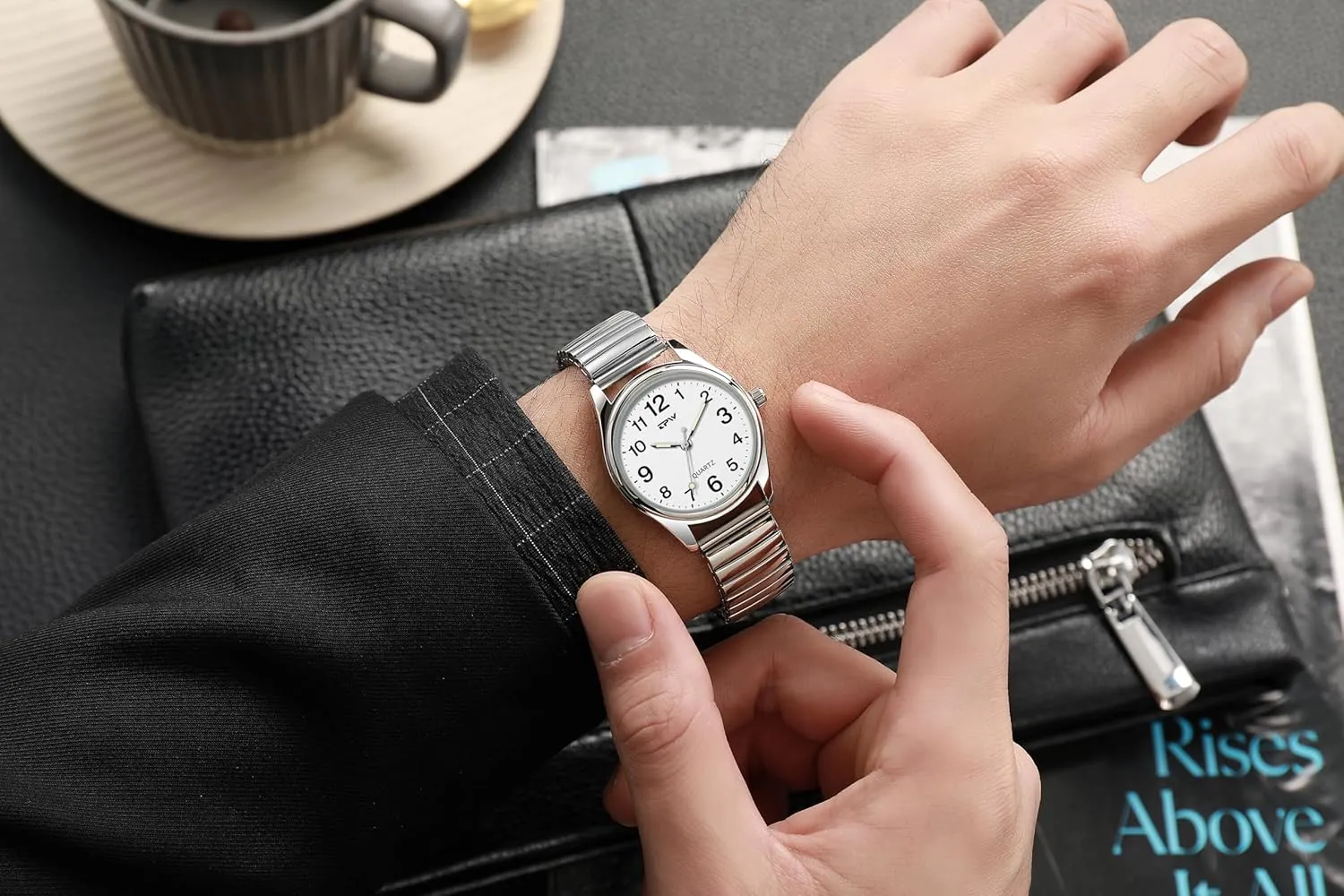 Watch Analog Display Gold Silver Watch Gosasa Easy to Read Unisex Watch Simple Quartz Wrist Watch with wagon sample Stainless Steel Expansion Band Glow Dial Retro Casual 