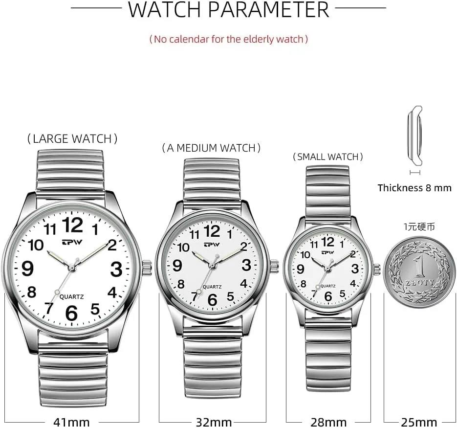 Watch Analog Display Gold Silver Watch Gosasa Easy to Read Unisex Watch Simple Quartz Wrist Watch with wagon sample Stainless Steel Expansion Band Glow Dial Retro Casual 