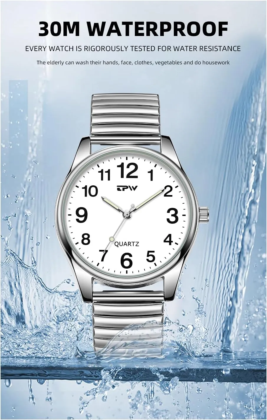 Watch Analog Display Gold Silver Watch Gosasa Easy to Read Unisex Watch Simple Quartz Wrist Watch with wagon sample Stainless Steel Expansion Band Glow Dial Retro Casual 
