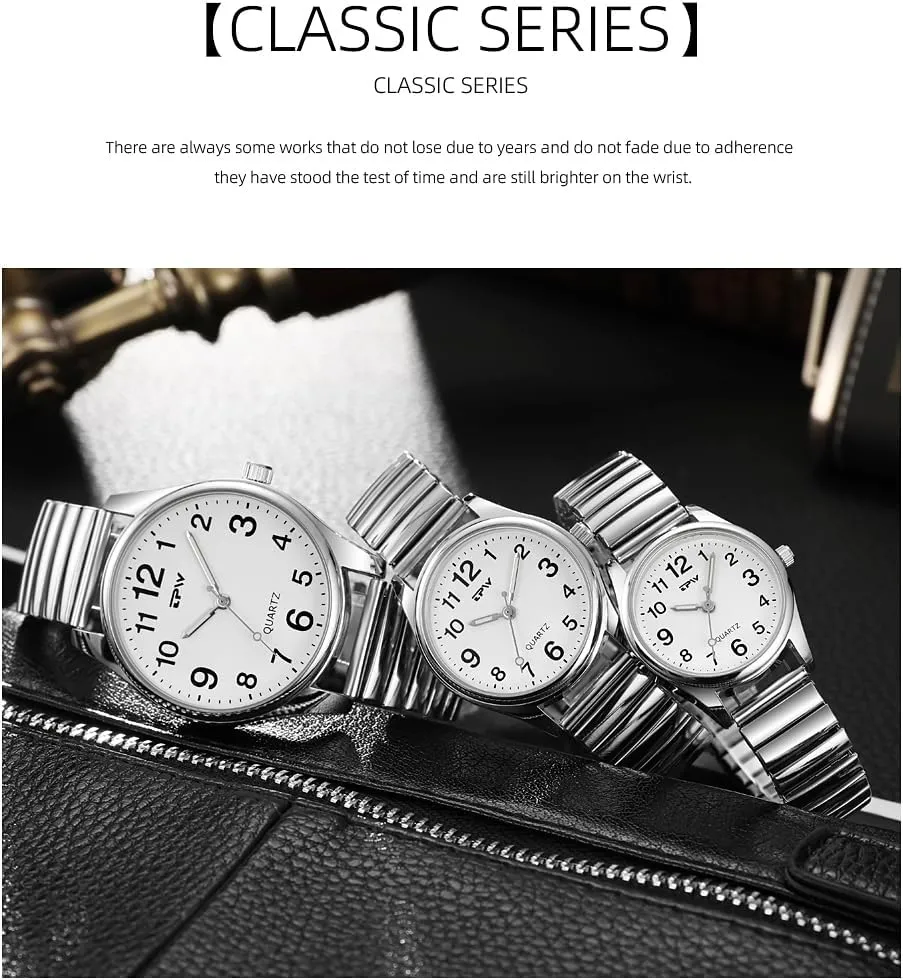 Watch Analog Display Gold Silver Watch Gosasa Easy to Read Unisex Watch Simple Quartz Wrist Watch with wagon sample Stainless Steel Expansion Band Glow Dial Retro Casual 