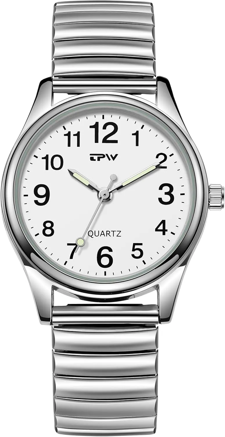 Watch Analog Display Gold Silver Watch Gosasa Easy to Read Unisex Watch Simple Quartz Wrist Watch with wagon sample Stainless Steel Expansion Band Glow Dial Retro Casual 