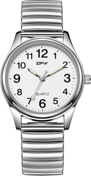 Watch Analog Display Gold Silver Watch Gosasa Easy to Read Unisex Watch Simple Quartz Wrist Watch with wagon sample Stainless Steel Expansion Band Glow Dial Retro Casual 