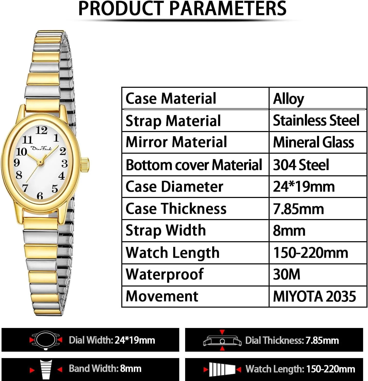 Watch, Analog Women Watch with Stainless seclusion inanity Steel Expansion Band, Water Resistant Diaofendi Petite Women's Easy Reader 