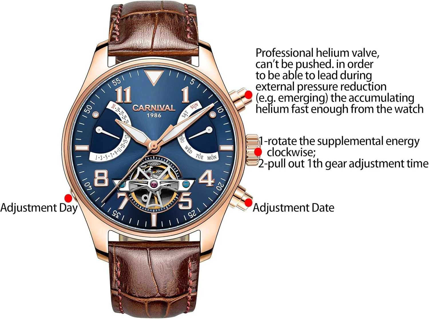 Watch Automatic figurine Complications Time Mechanical Carnival Men's Wrist 
