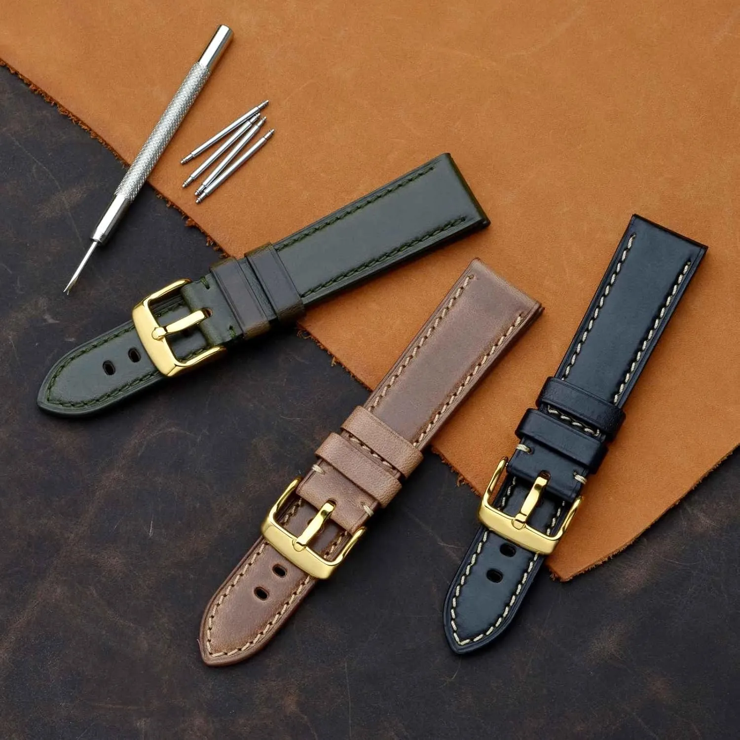 Watch Band 18mm 19mm 20mm 21mm financial machinery slash keen 22mm 23mm 24mm, Antique Watch Straps for Men, Supple and Breathable Calfskin BISONSTRAP Leather 