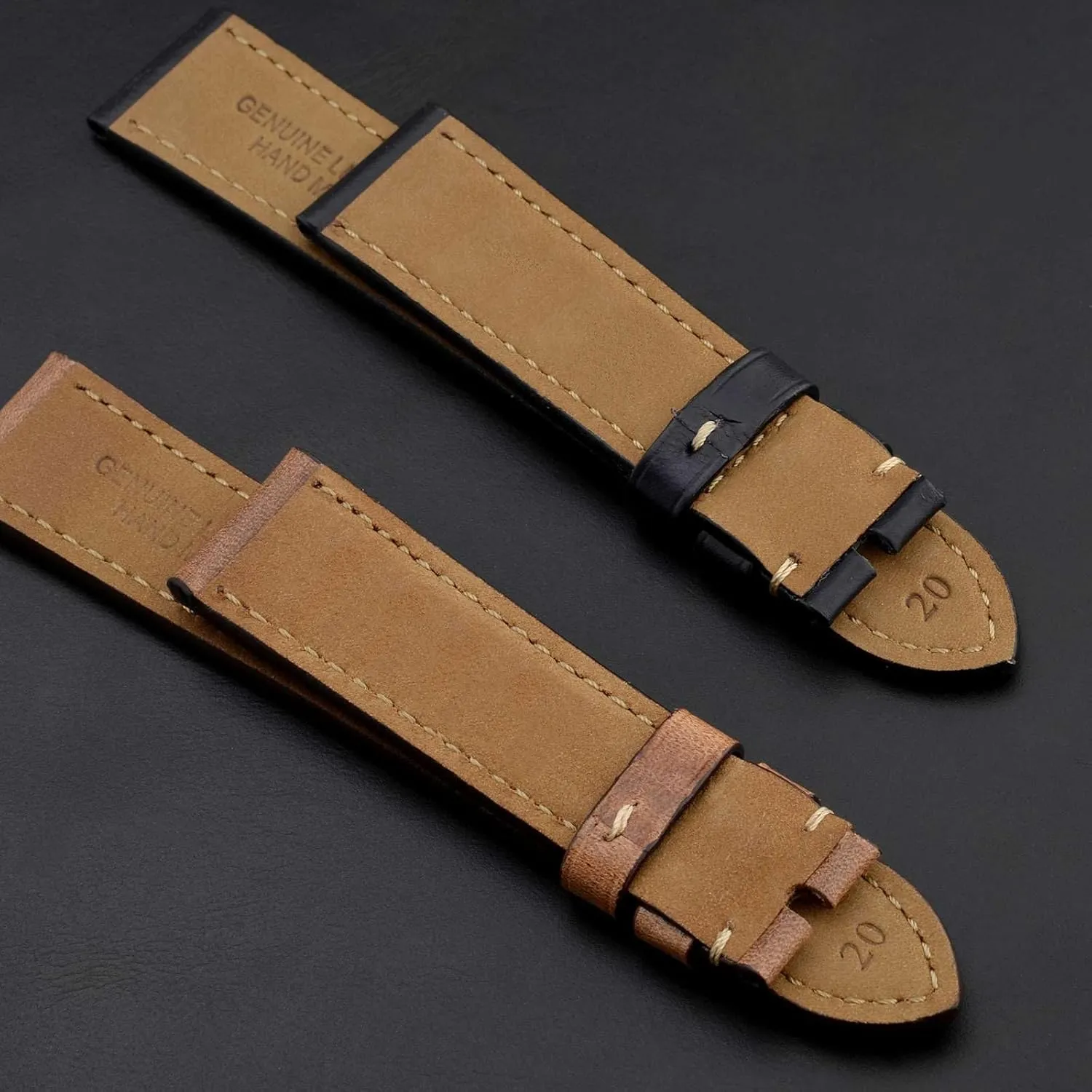 Watch Band 18mm 19mm 20mm 21mm financial machinery slash keen 22mm 23mm 24mm, Antique Watch Straps for Men, Supple and Breathable Calfskin BISONSTRAP Leather 