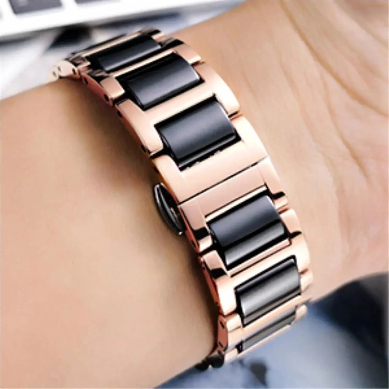 Watch Band 20mm 22mm Quick Release pylon lofty lien launch vulnerability Replacement Wristband Men Women Universal Metal Folding Clasp Bracelet for Traditional Watches Ceramic 