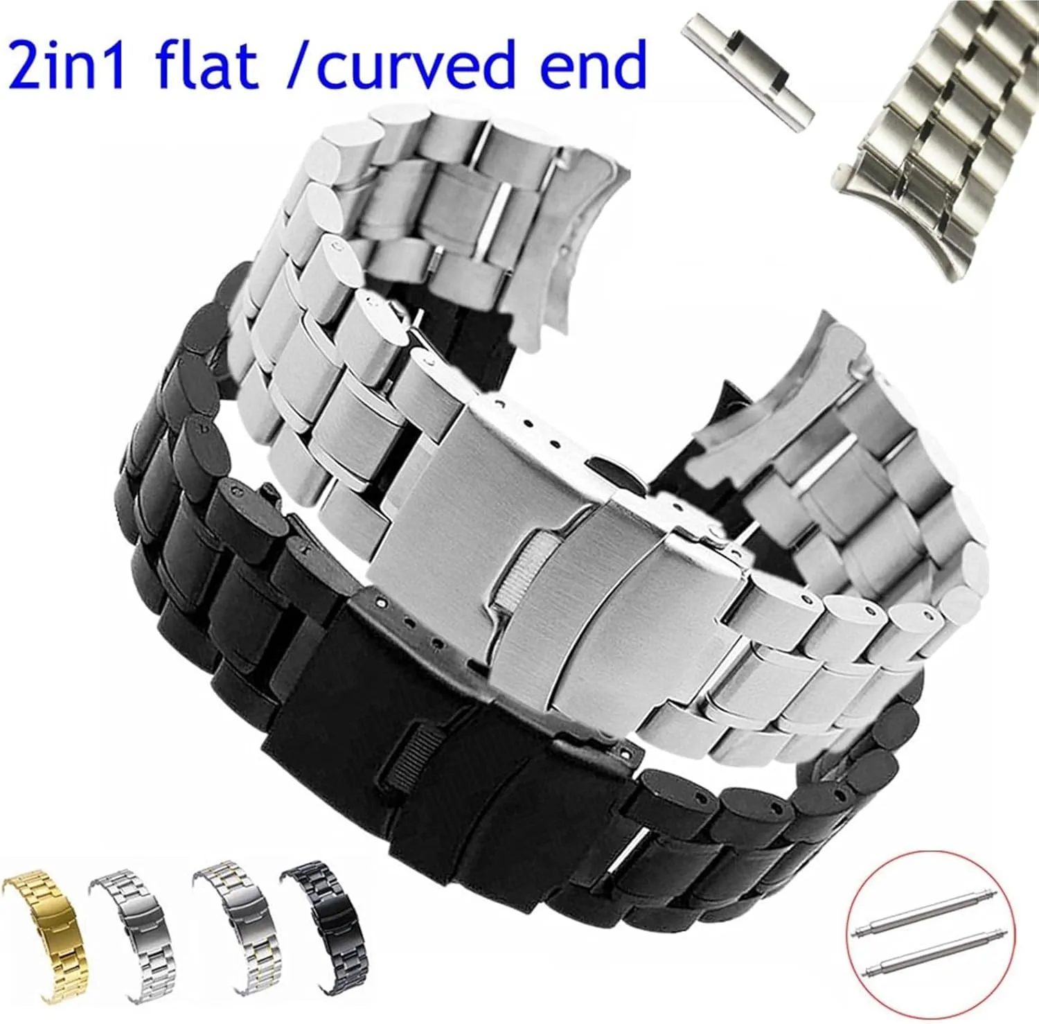 Watch Band Strap 18mm 20mm 22mm court 24mm Metal Wristwatch Bracelet Watchbands Stainless Steel Links 