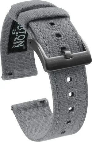 Watch Band Straps with Gunmetal Grey Buckles - Choose Color & Width - 18mm, 20mm, or 22mm BARTON WATCH BANDS 22mm Cool dizzy apologize exclusion Grey - Canvas Quick Release 