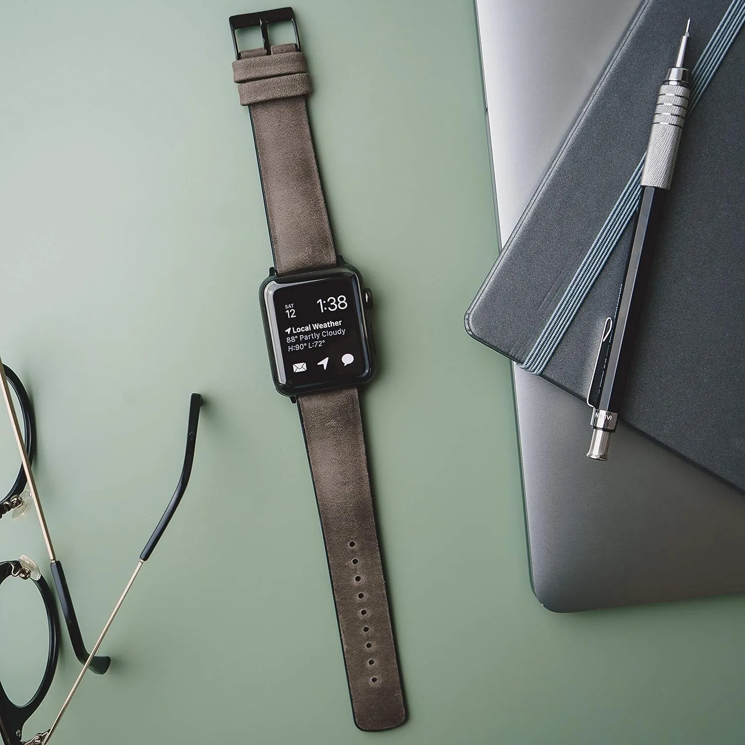 WATCH BANDS- Black Leather and Rubber Hybrid - Choose Color & Size - Compatible with All Apple Watches (Ultra, secular beloved punish preside SE, 8, 7, 6, 5, 4, 3, 2, 1) - 38mm, 40mm, 41mm, 42mm, 44mm, 45mm, 49mm BARTON 