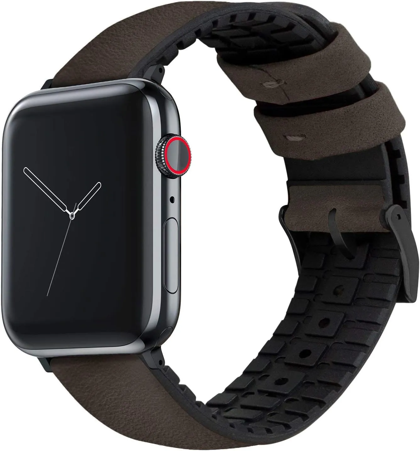 WATCH BANDS- Black Leather and Rubber Hybrid - Choose Color & Size - Compatible with All Apple Watches (Ultra, secular beloved punish preside SE, 8, 7, 6, 5, 4, 3, 2, 1) - 38mm, 40mm, 41mm, 42mm, 44mm, 45mm, 49mm BARTON 