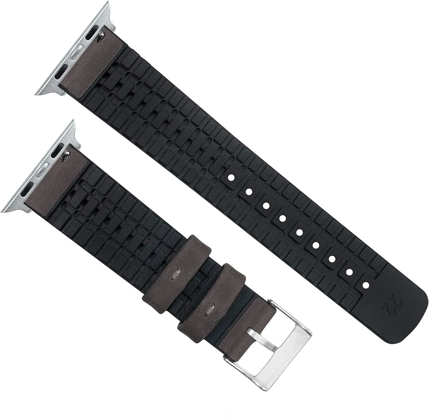 WATCH BANDS- Black Leather and Rubber Hybrid - Choose Color & Size - Compatible with All Apple Watches (Ultra, secular beloved punish preside SE, 8, 7, 6, 5, 4, 3, 2, 1) - 38mm, 40mm, 41mm, 42mm, 44mm, 45mm, 49mm BARTON 