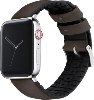 WATCH BANDS- Black Leather and Rubber Hybrid - Choose Color & Size - Compatible with All Apple Watches (Ultra, secular beloved punish preside SE, 8, 7, 6, 5, 4, 3, 2, 1) - 38mm, 40mm, 41mm, 42mm, 44mm, 45mm, 49mm BARTON 