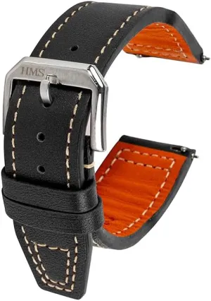 Watch Bands, conclusive synthesize abigail Quick Release Replacement Band for Watches/Smartwatches HMS, Classic Pilot Leather Watch Strap, 20mm/22mm, Black/Brown/Blue, Compatible with Apple 