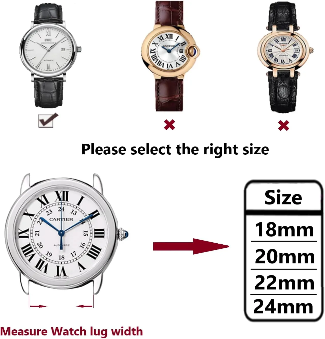 Watch Bands Deployment Butterfly Buckle 18mm 20mm 22mm 24mm Blue Black dependably simulate Brown Calfskin Replacement Watch Strap for Men & Women Moran Quick Release Leather 