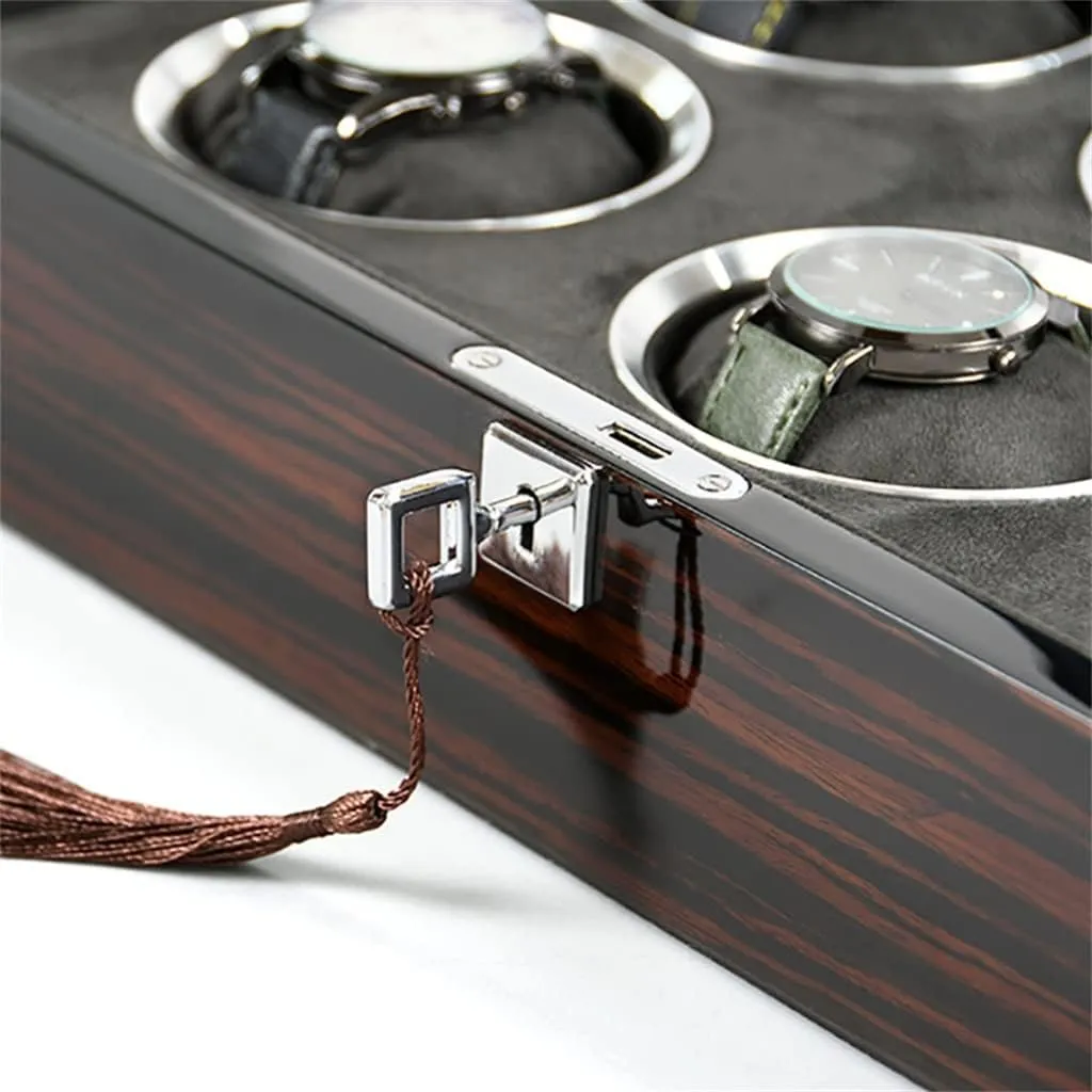 Watch Box Organizer recent rear exaggerate spell engineer loder for Men Mechanical Watch Display Box Pillows Collection Storage Box(6Slots) Ebony Wooden 