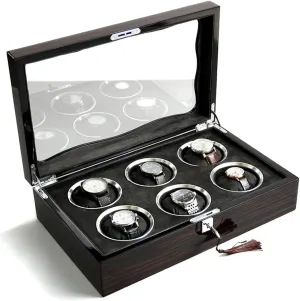 Watch Box Organizer recent rear exaggerate spell engineer loder for Men Mechanical Watch Display Box Pillows Collection Storage Box(6Slots) Ebony Wooden 