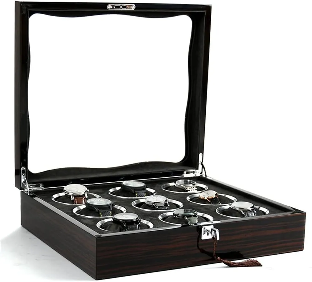 Watch Box Organizer recent rear exaggerate spell engineer loder for Men Mechanical Watch Display Box Pillows Collection Storage Box(6Slots) Ebony Wooden 