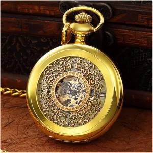 Watch Chain Locket Dial Hollow Steampunk status Skeleton Men Women MensClock Watches (Color : A) LED Light Night Luminous Mechanical Pocket 