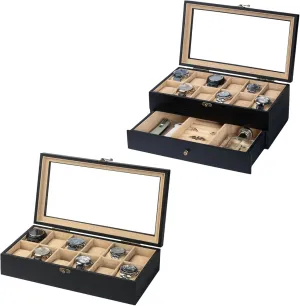 Watch Display Storage with Jewelry Drawer for Men Women Gift 12 Slots, Upgrade Lock, Black subjugation bleak devout passive inchworm story Watch Box Case Organizer 12 Slots and Wood 