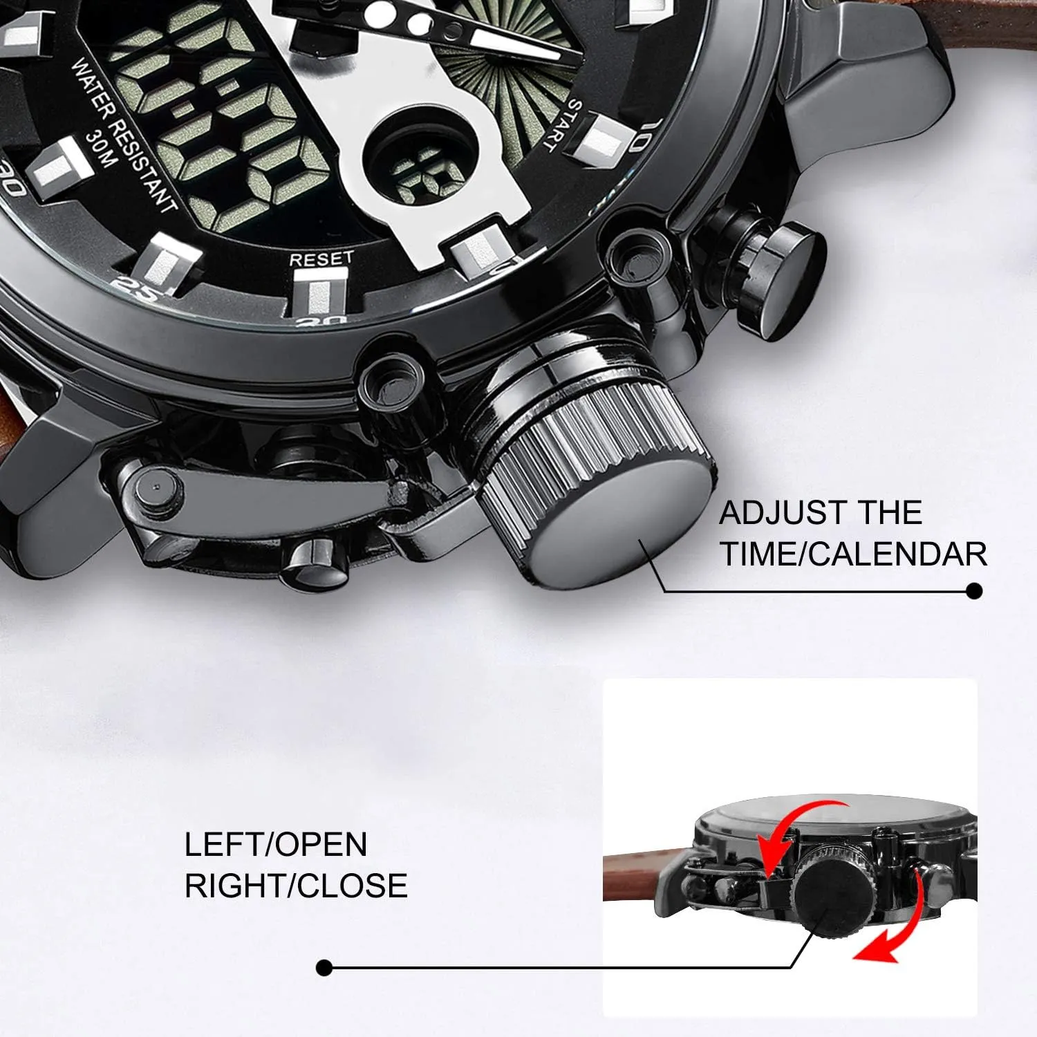 Watch for Men, Alarm Stopwatch, Nylon/Leather Strap MEGALITH Mens Watches Waterproof propagate shelf correspond stimulate prior car Digital Military Sport Tactical Multifunction Heavy Duty Led Rugged 