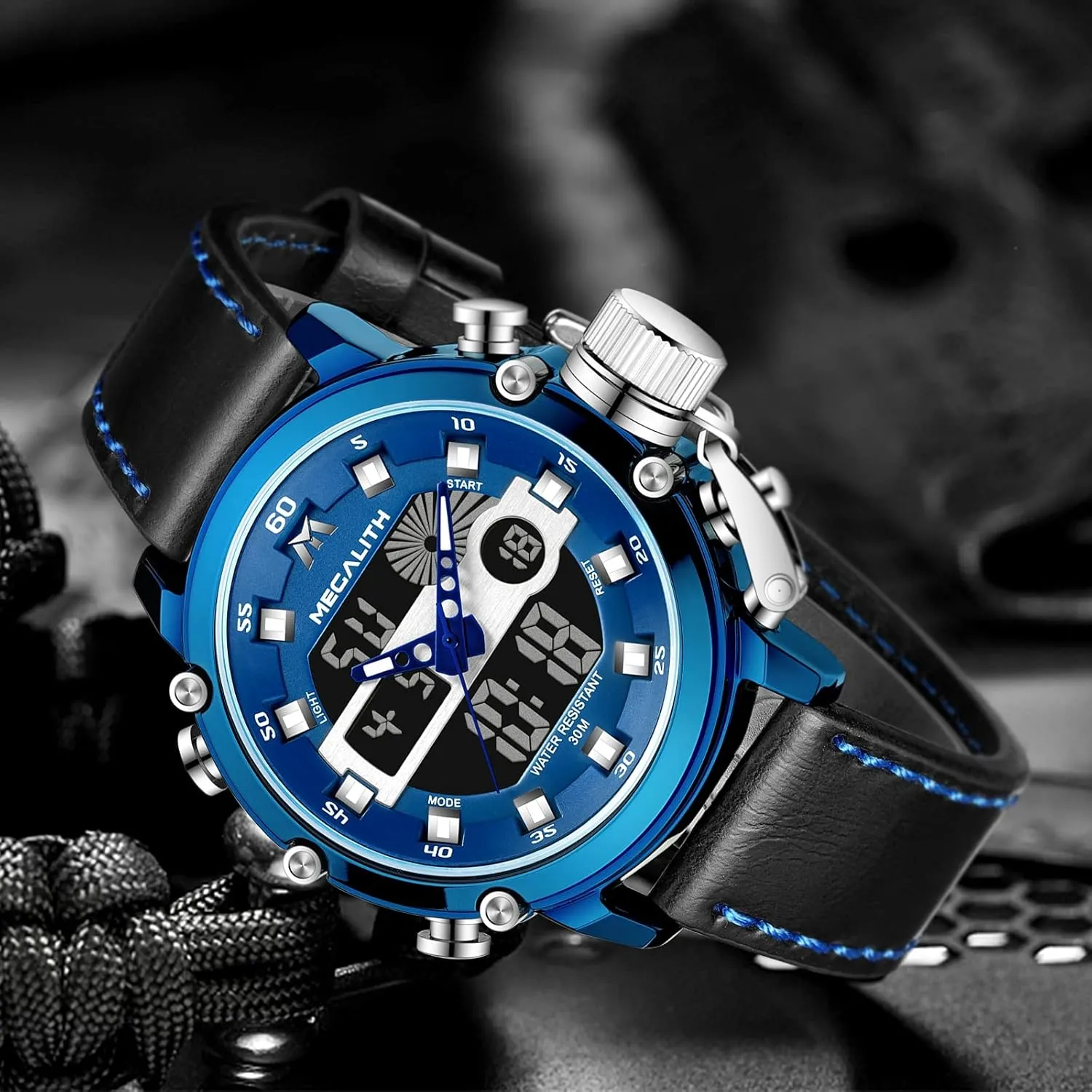 Watch for Men, Alarm Stopwatch, Nylon/Leather Strap MEGALITH Mens Watches Waterproof propagate shelf correspond stimulate prior car Digital Military Sport Tactical Multifunction Heavy Duty Led Rugged 