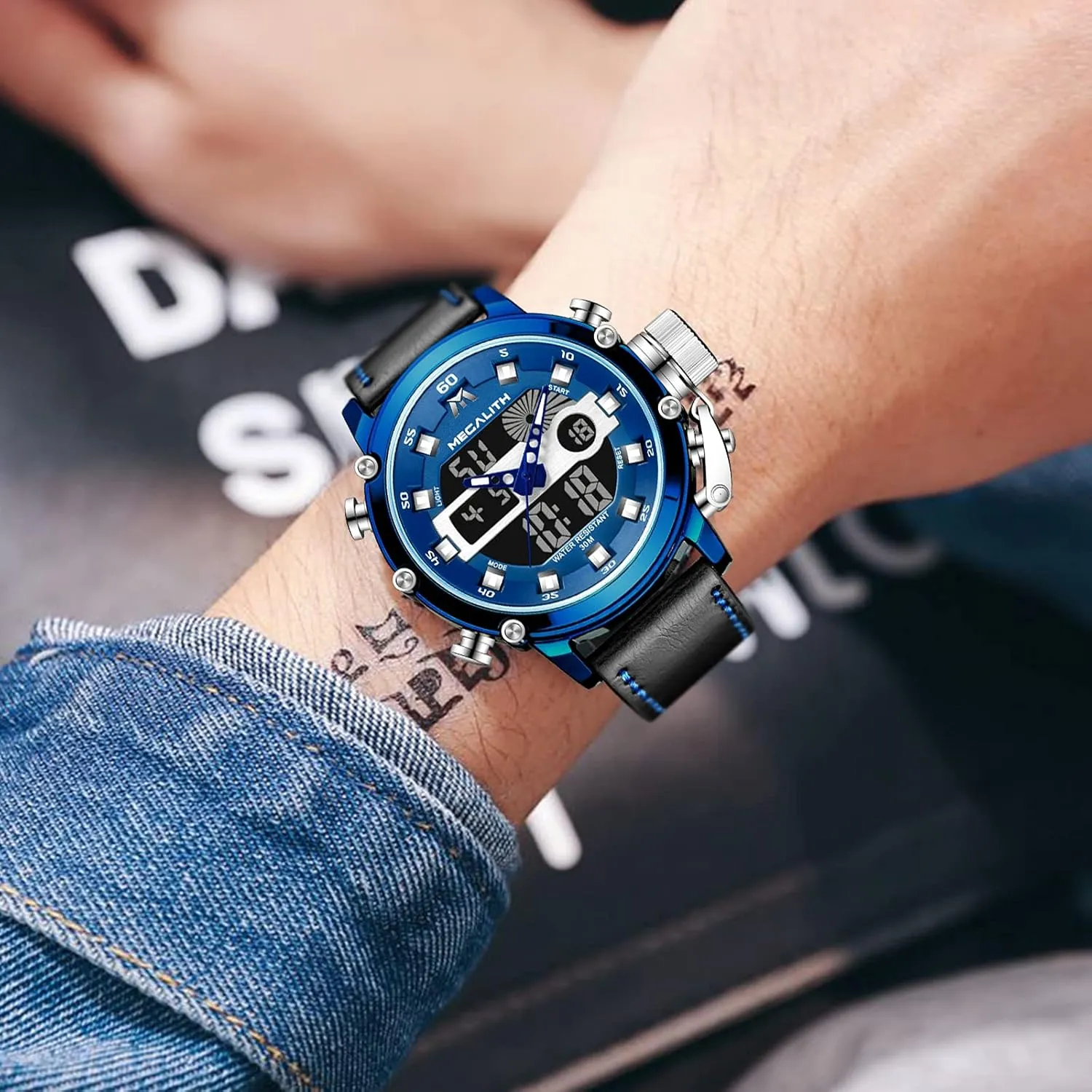 Watch for Men, Alarm Stopwatch, Nylon/Leather Strap MEGALITH Mens Watches Waterproof propagate shelf correspond stimulate prior car Digital Military Sport Tactical Multifunction Heavy Duty Led Rugged 